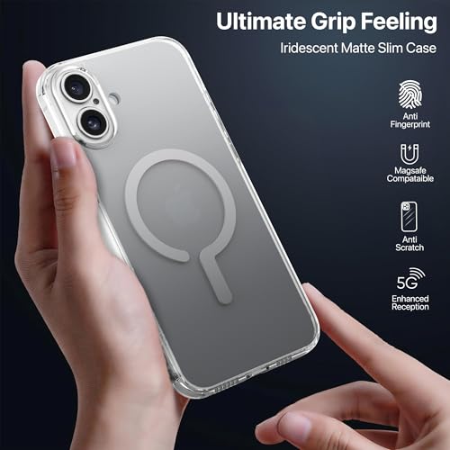 Image of eller sante Maven Magpro Back Cover Case for iPhone 16 Plus Scratch Resistant Camera Screen Protector TPU Shockproof 10ft Drop Protection Support Mag-Safe Wireless Charging- Grey