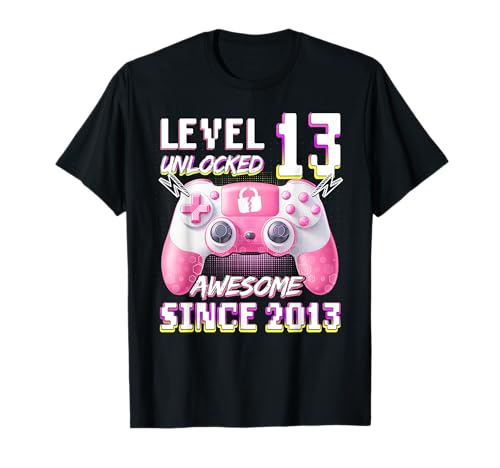 Maglietta per videogiochi per il 13° compleanno per bambini, ragazzi, ragazze e coloro che amano i videogiochi. Tuo figlio sta compiendo 13 anni. Questo livello 13 sbloccato impressionante dal 2013 Caratterizzato da un controller per videogiochi sarebbe fantastico regalo per il 13 ° compleanno del giocatore.