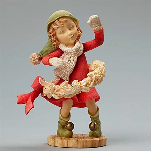 Enesco Heart of Christmas Elf with Wreath Figurine, 3.54-Inch