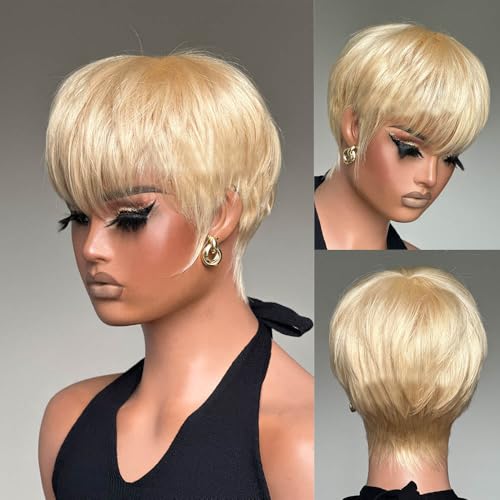 Bulapla Pixie Cut Wig Human Hair Wigs for Black Women