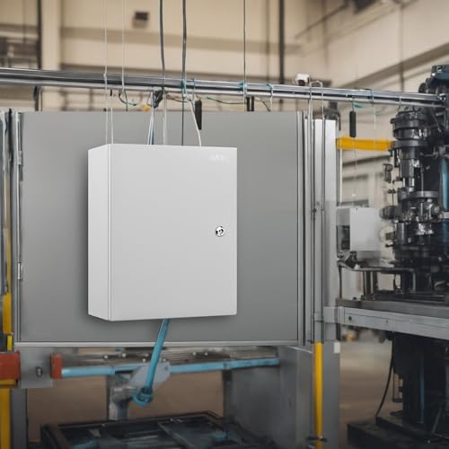 Steel Electrical Junction Box, 20 x 16 x 8 Waterproof & Dustproof Electrical Enclosure, Outdoor & Indoor Universal Project Box with Lock & Mounting Plate