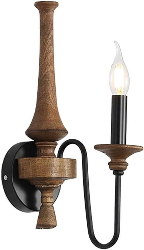 SXSCARKX French Countryside Solid Wood Wall Sconces Bedroom Background Mounted Lamp 1/2-light Modern Vintage Candle Light Fixture For Living Room Corridor Bedside Master