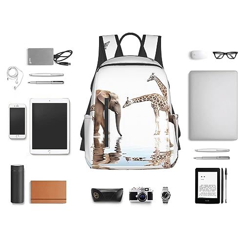 Sac à dos noir imprimé faune sauvage haute résistance, taille unique - 6