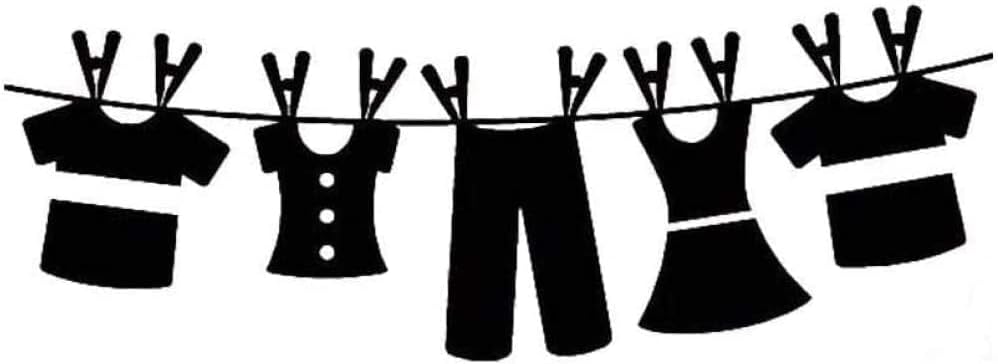 Clothesline Laundry Room Wall Decal Vinyl Bubble Sticker Laundry Art Signs Wall Quote Sticker for Home Art Decoration 23" x 10"