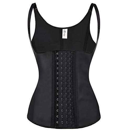 Hopgo Sweat Waist Trainer Girdle Workout Sauna Tank Top Vest for Women Weight Loss Exercise Latex Corset Slimming Vest Shapewear Black Size XL
