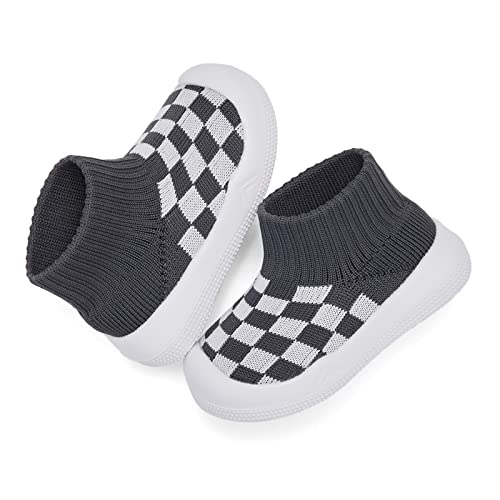 Image of Eashi Baby Boy Girl Non-Skid Indoor Infant Walking Shoes Breathable Warm Elastic Sock Shoes with Memory Sole Protect Toes Outdoor Sneakers