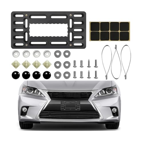 KHGUZ Car License Plate Frame Vehicle Front Bumper License Plate Mounting Kit & Bracket Holder Auto Bumper Tag Frame Mount Adapter with Ties Universal for SUV Sedan Truck