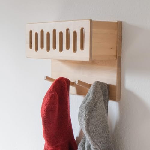 Ehrenkind® Kindergarderobe | Aus robusten Holz | Garderobe Kinder | Klein Weiß mit Sichtfenster | geeignet als Wandregal Kinderzimmer | Kleiderhaken Wand | Kinder Kleiderhaken