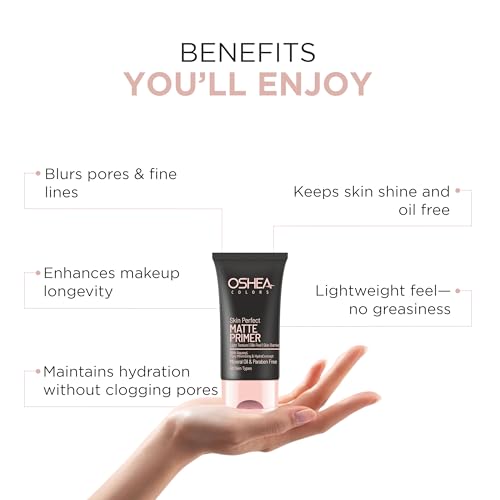 Image of Oshea Colors Skin Perfect Matte Primer | Lightweight Silky Texture for Pore Blurring & Oil Control | HydraConcept Technology for Long-Lasting Hydration | Suitable for All Skin Types - 30ml