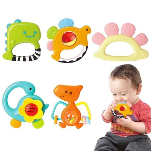 Conjuntos de cascabel para bebés TEATER, Baby Chew Toys - Safe Colorfle Battle TEATER EEIMINAR EDUCATIVO TEMPRANO - Anillos de la dentición de juguete Aprendizaje sensorial para el cumpleaños Año Nuev