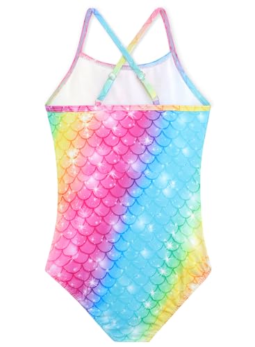 Image of Girls Swimsuit One Piece Bathing Suit with Adjustable Straps Cute Little Kids Swimming Suits Beach Swimwear 4T-12