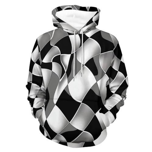 Sweat à Capuche Noir et Blanc - Hoodie Manches Longues Homme Femme Taille S