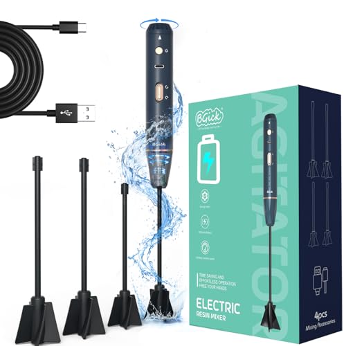 Upgraded Resin Mixer, Handheld Rechargeable Mixer with Minimizing Bubbles,Epoxy Resin Mixer for Resin, Silicone Mixing, Resin Molds, DIY Crafts (Included 4 pcs Paddles) (Blue)