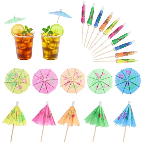 SAMANTHAHALLLTD 50 paraguas multicolor para cócteles, reutilizables, 10 cm, decoración de palillos de cóctel, accesorios de cóctel, paraguas de papel, para fiestas