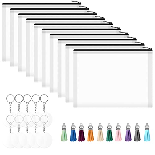 TuAut Mimimdor 10pcs Sacs de cosmétiques Sublimation Ensemble Sacs de Maquillage de Transfert de Chaleur Bricolage avec des clés en acryliques Gland(Blanc) Cover