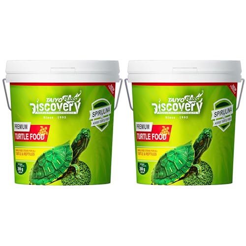 Image of Taiyo Pluss Discovery Turtle Food - 250 g (Pack of 2) Bucket Container (Improved Formula) | Complete Daily Nutrition Sticks with Spirulina & Vitamin C | Supports Shell Strength & Growth