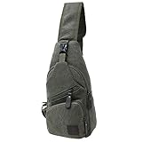Canvas Chest Pack Crossbody Casual Sling Shoulder Bag(502) (army green)