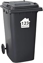Pack of 4 Wheelie Bin Numbers Wheelie Bin Stickers House Numbers For Bins Personalised Street Name House Shape Vinyl Peel and Stick