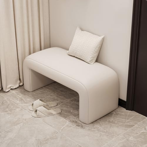 Repose-pieds et banc de rangement blanc cassé 60 cm pour petit espace