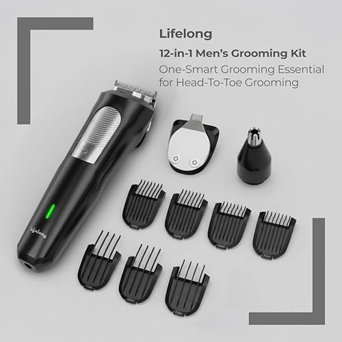 Image of Lifelong All in One Trimmer for Men | 12-in-1 Shaving Kit for Man | Multi Razor Precision Beard, Nose, Body, Private Parts | Full Body Shaver | Best Grooming Gifts | 7Combs | 120Min Runtime | 9000RPM