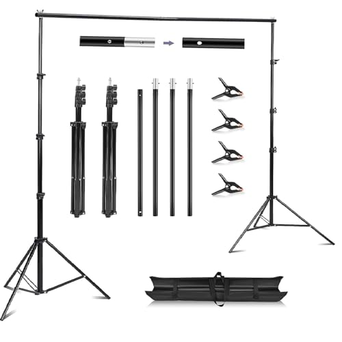 LN COZY CORNER Backdrop Stand Kit 2.8*3m (9×10FT), Heavy Duty Adjustable Photography Stand with Telescopic Pole & Weight Bags – Portable Studio Backdrop Support, Premium Carrying Case & Non-Slip Clips