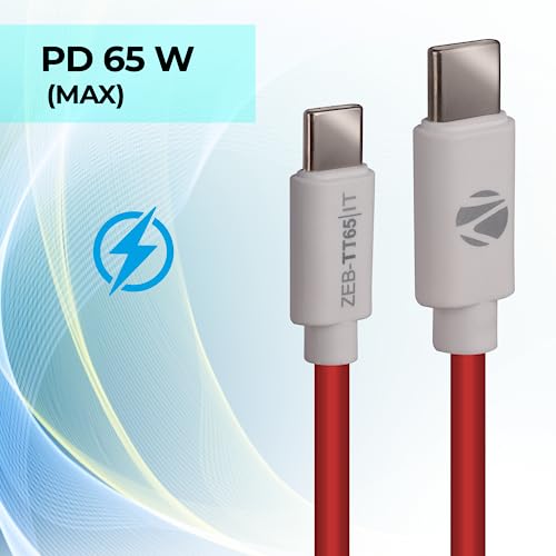 ZEBRONICS Store ZEBRONICS Tt65 Type C to Type C Cable, 65W PD, 1M - Image 8