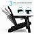 THOEOE Adjustable Adirondack Chair with Retractable Ottoman, HDEP Folding Adirondack Chairs with Footrest 2-in-1 Cup Holder, All Weather Outoor Fire Pit Chair with Foot Rest Set 1 Black