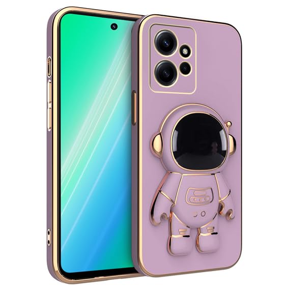 Image of for Realme 9 Pro Plus | Realme 9 / Narzo 50 Pro 5G Case Cute 3D Astronaut Stand Design Camera Protection Shockproof Soft Back Cover for 9 Pro Plus | Realme 9 / Narzo 50 Pro 5G (Purple)