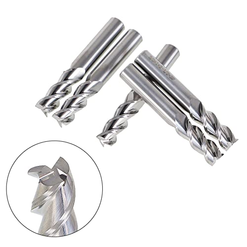 Image of kimllier 5Pcs 3 /8 Inch 3 Flute 45 Degree Helix Alu-Power Carbide Square High Speed End Mill Set