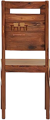 Image of Solid Sheesham Wood Set of Two Dining Chairs for Dining Room | Study Room | Office | Guest Room | Finish Color - Teak Finish |