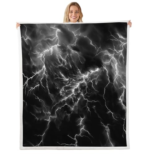 Manfei Lightning Cloud �L�b�Y �X���[�u�����P�b�g�A�y�����R�ЊQ ���_�� �x�b�h�u�����P�b�g ���̎q �j�̎q�p�A�l�C�`���[�r���[ �u���b�N �z���C�g �t�@�b�V���� �t�@�W�[�u�����P�b�g�A�c�C���T�C�Y(60 x 80�C���`)