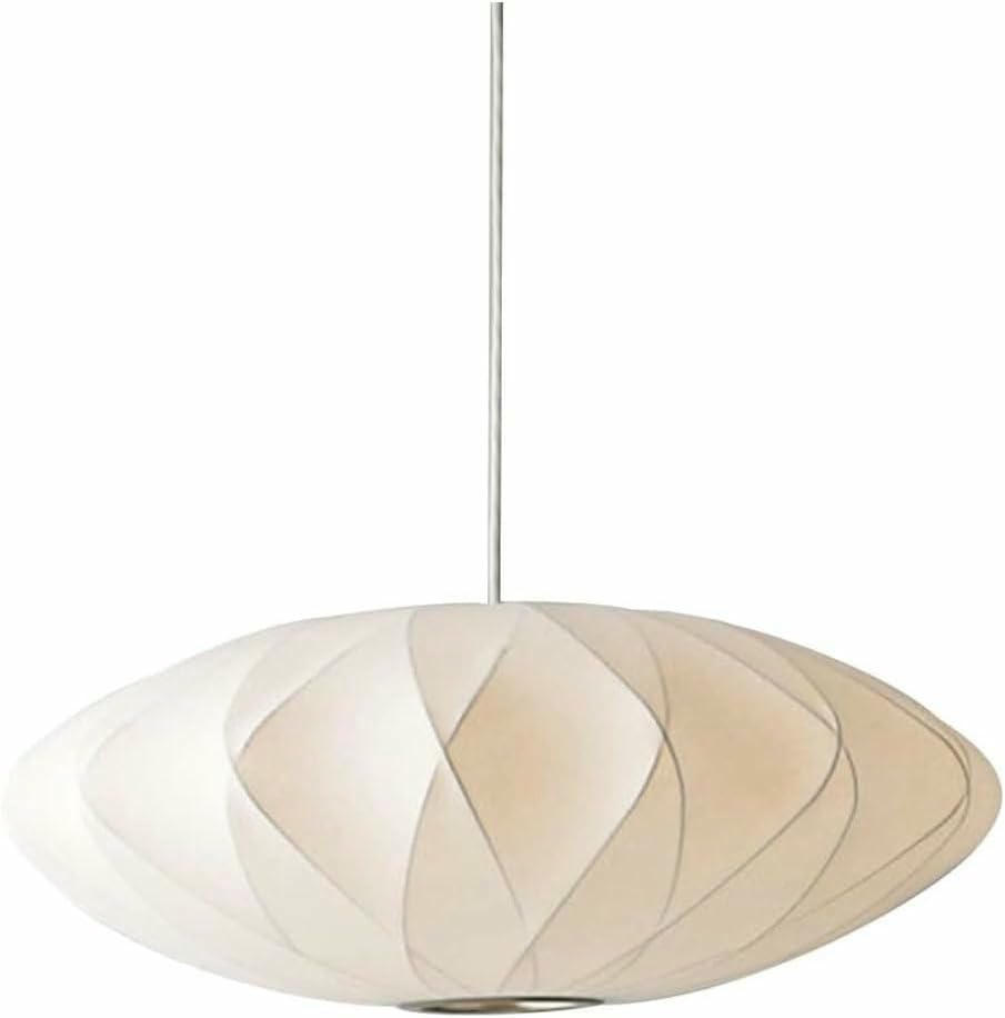 kaixunl 19.7 Inch Silk Pendant Light, White Imitation Silk Lampshade Ceiling Hanging Lamp Modern Saucer Pendant Lights Fixtures for Living Dining Room Bedroom Office Restaurant