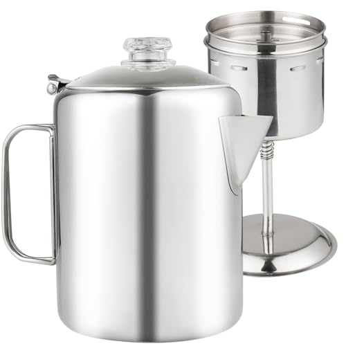 APOXCON Percolator Coffee Pot Stainless Steel Coffee Percolator with Heat Resistant Glass Knob Top,...