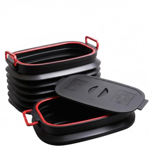 Image of Collapsible Pop-up Utility Bin 37 Litres | Foldable Dustbin for Kitchen, Car, Camping & Gardening | Space-Saving Portable Multipurpose Storage Bin with Lid, Anti-Slip Base & Carry Handles