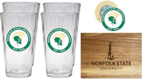 Pack Cocina Licenciado Norfolk State University con 4 Vasos y Tabla de Madera