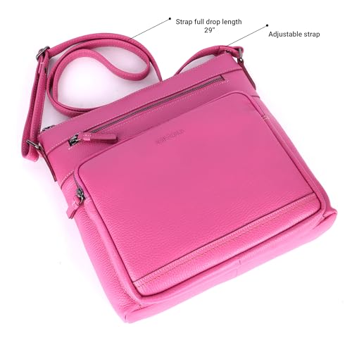 Image of LEDERBUCK Olga Women's Extra-Large Genuine Leather Crossbody Purse - Soft Triple-Zip Shoulder Bag