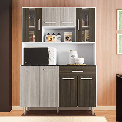 Kit Cozinha Poliman Gabi 8 Portas 1 Gaveta Branco/Rovere/Amêndoa