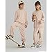 Ritatte Boys Girls Sweatsuit Outfit Kid Solid Crewneck Sweatshirt Sweatpant 2Pcs Set Fall Winter Clothes 6-12 Years(Apricot, 140(7-8 Years))
