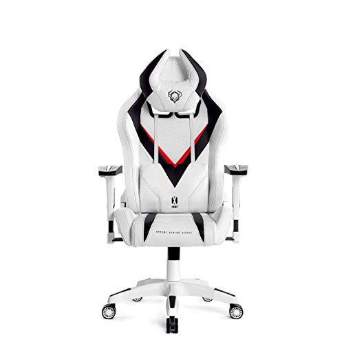Diablo-X-Hunt-Silla-Gaming-para-Ninos-Silla-de-Oficina-Diseno-Ergonomico-Apoyabrazos-Ajustables-Almohada-Lumbar-y-Cuello-Perforacion-Cuero-Sintetico-Funcion-de-Inclinacion-Blanco-Negro-S