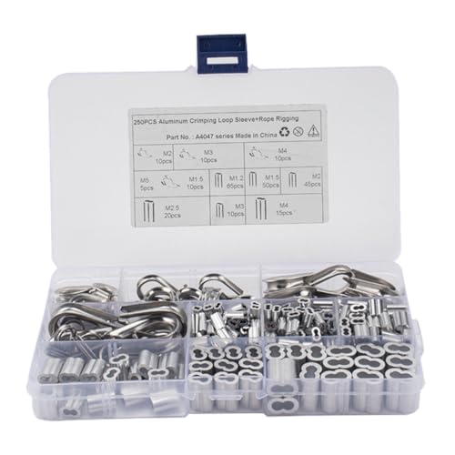 Bucle de engarce de doble cañón de acero inoxidable para organizar cables de acero 250 piezas