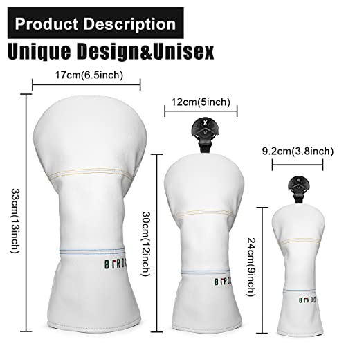 Golf Headcovers Golf Driver Fairway Hybrid Head Cover Golf Blade Mallet Putter Cover Birdie Design Premium Leather Waterproof Driver Fairway(FW) Wood Hybrid(UT) with Number Tags - Image 4