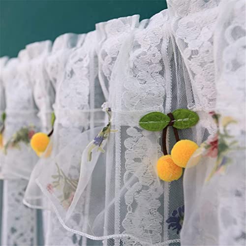 Cortina de encaje blanco bordado con diseño floral vintage de 135x160 cm para ventanas cortas 5