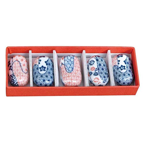 美濃焼の箸置き5個セット。 ヤマコー ちょいと箸休め箸置 (小紋) 5個セット 箱入 80528 〈簡易梱包