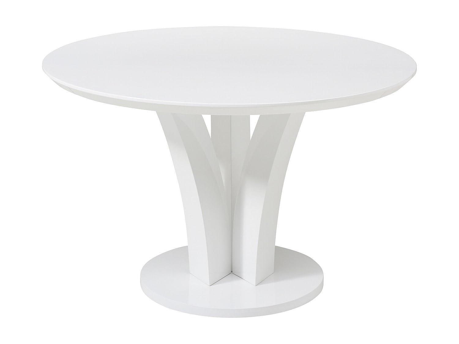 Table à manger ronde 4 personnes VIALETA en MDF blanc laqué pour petit espace
