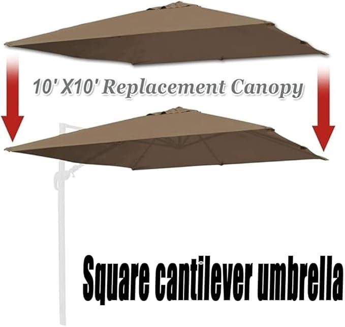 Toldo de repuesto para sombrilla de jardín, tela rectangular con 8 varillas para mesa de mercado