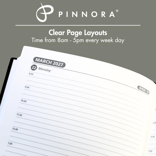 Pinnora A5 Navy Blue Academic Diary 2026-2027 Week to View, Hard Cover, August - July Dated Academic Planner, Ideal Student & Teacher Planner 2026-27, University, Revision, Study, To-Do Lists