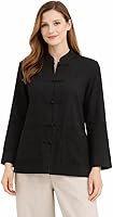 Lazutom Women's Cotton Linen Kung Fu Tai Chi Shirt - Breathable Frog Button Mandarin Collar Tunic for Martial Arts & Casual Wear