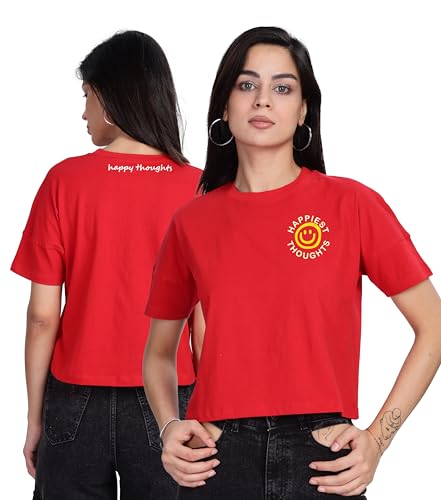 Image of SHODOX Women's 100% Cotton Regular Fit Printed Half Sleeve T Shirt Casual Summer Wear Soft Breathable Top Daily Comfort Style