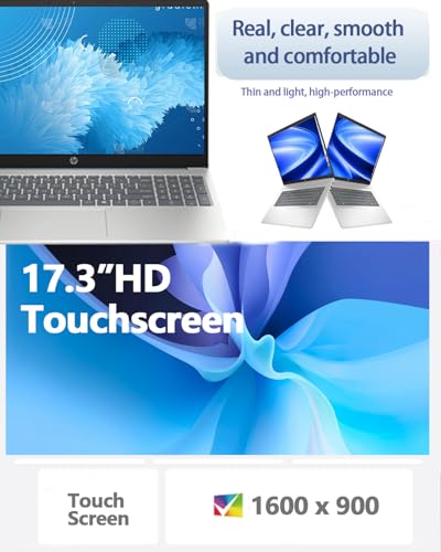 Image of HP Flagship 17 Touchscreen Business Student Laptop - AMD Ryzen 5 7430U . 17.3 HD+ Display . AI Copilot . Fast Charge . Wi-Fi 6 . Backlit Keyboard . Win11 Pro . w /Accessory (8GB RAM | 256GB SSD)