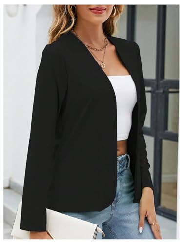 OYOANGLE Women's Open Front Cardigans Long Sleeve Work Dressy Casual Fall Jackets Outerwear2